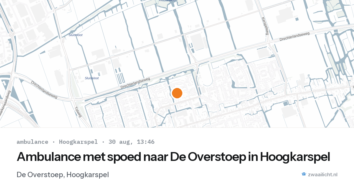 Ambulance met spoed naar De Overstoep in Hoogkarspel — 30 aug 2026