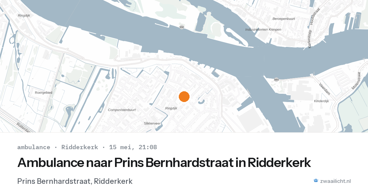 Ambulance naar Prins Bernhardstraat in Ridderkerk — 15 mei 2026