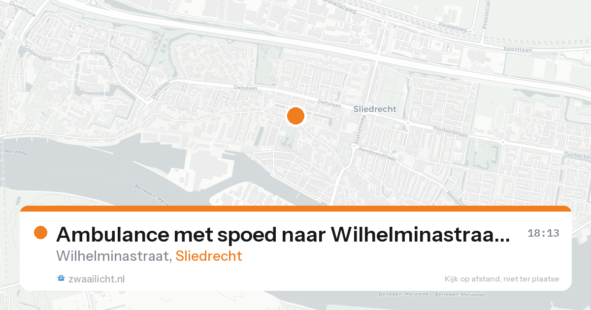 Ambulance met spoed naar Wilhelminastraat in Sliedrecht — 27 jun 2026