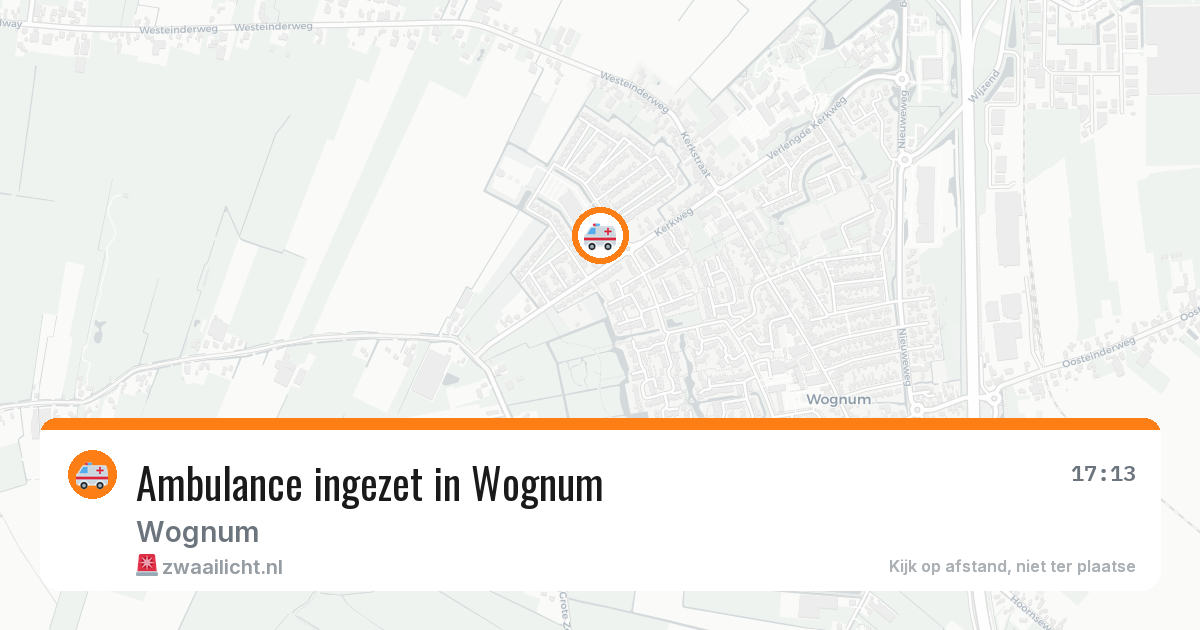 Ambulance ingezet in Wognum — 13 aug 2026 | 🚨 Zwaailicht.nl