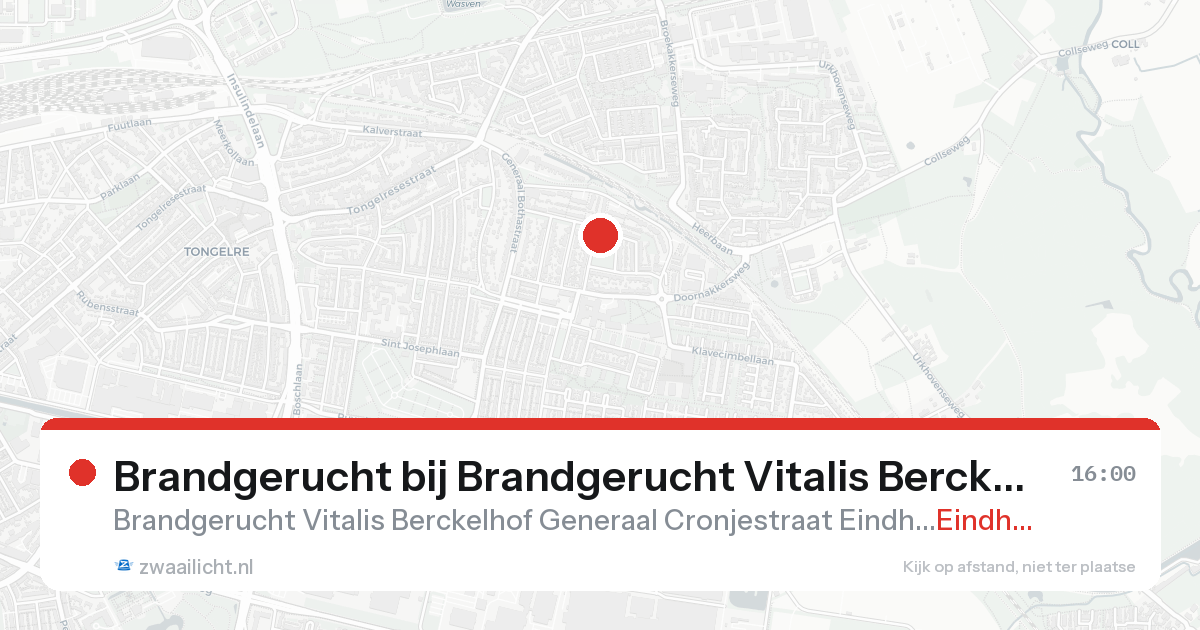 Brandgerucht bij Brandgerucht Vitalis Berckelhof Generaal Cronjestraat Eindhoven in Eindhoven — 7 feb 2026