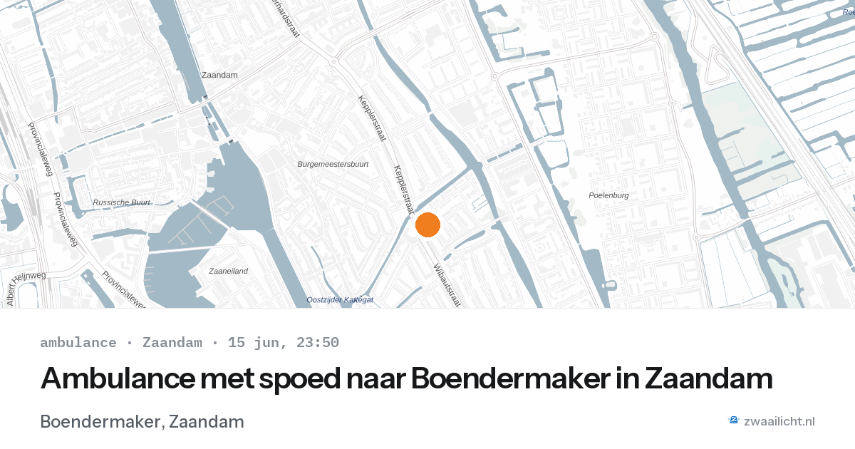 Ambulance met spoed naar Boendermaker in Zaandam — 15 jun 2026
