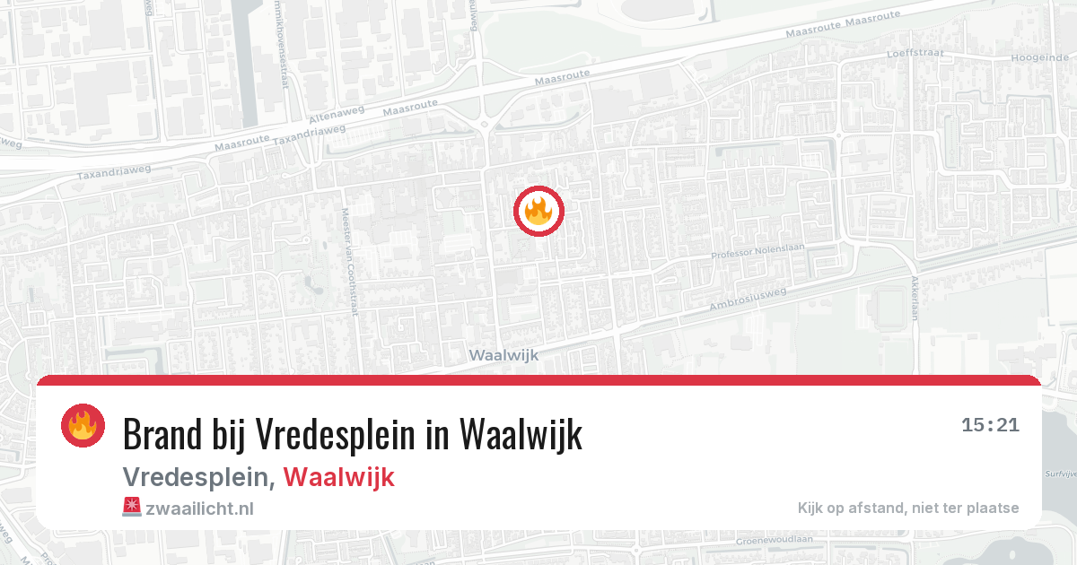 Brand bij Vredesplein in Waalwijk — 18 jul 2026