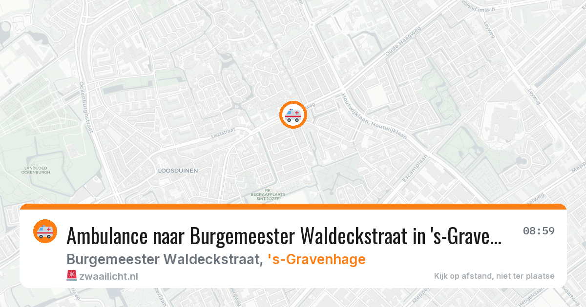 Ambulance naar Burgemeester Waldeckstraat in 's-Gravenhage — 12 aug 2026