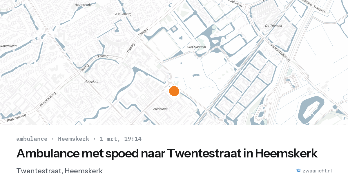 Ambulance met spoed naar Twentestraat in Heemskerk — 1 mrt 2026