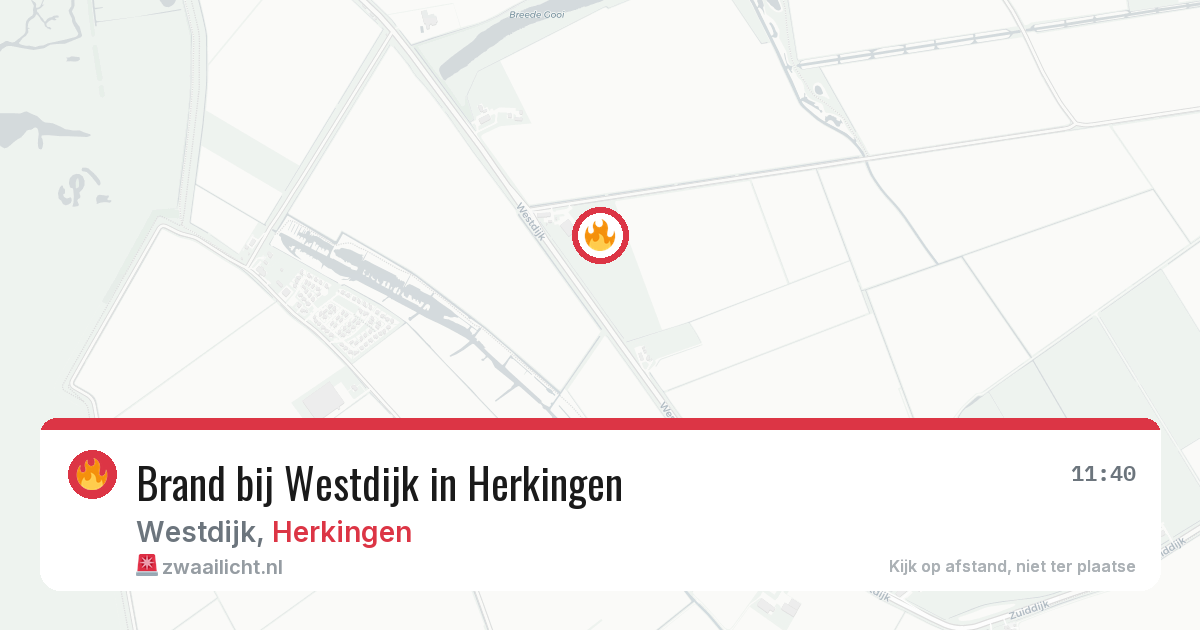 Brand bij Westdijk in Herkingen — 12 aug 2026