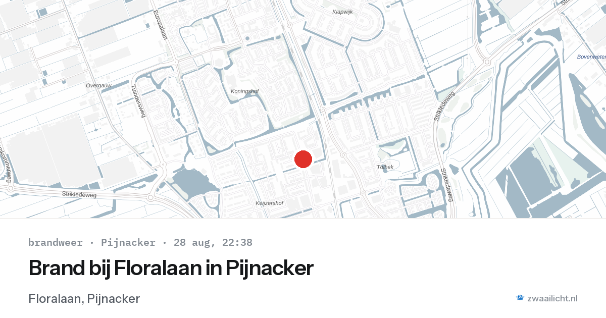 Brand bij Floralaan in Pijnacker — 28 aug 2026