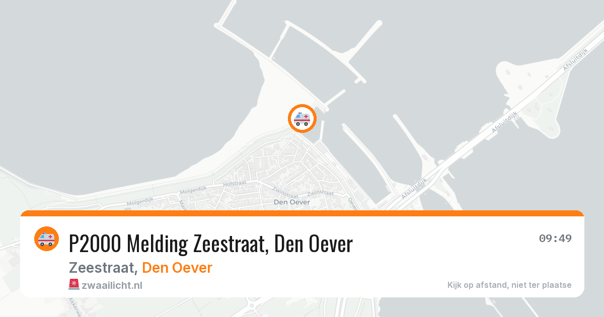 P2000 Melding Zeestraat, Den Oever — 26 jun 2026