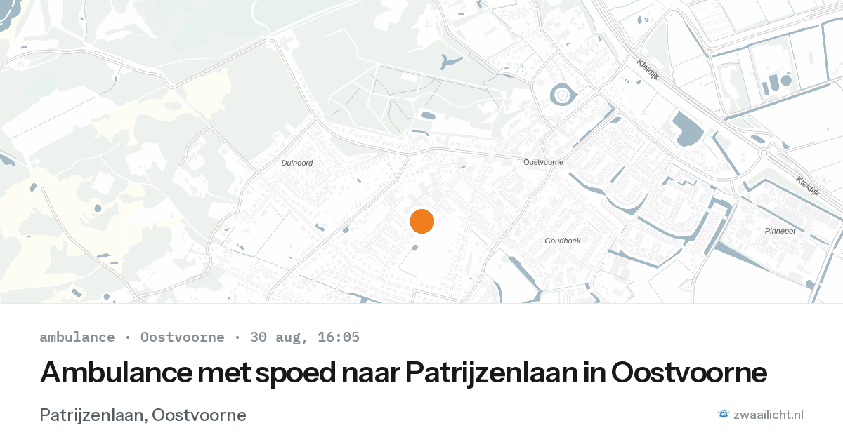 Ambulance met spoed naar Patrijzenlaan in Oostvoorne — 30 aug 2026