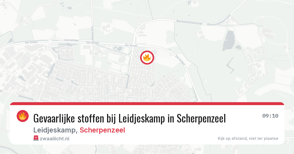 Gevaarlijke stoffen bij Leidjeskamp in Scherpenzeel — 1 aug 2026
