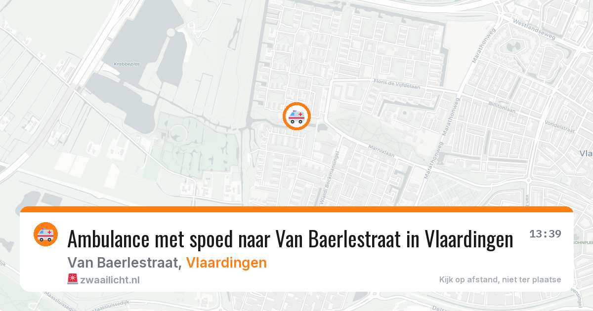Ambulance met spoed naar Van Baerlestraat in Vlaardingen — 24 jun 2026