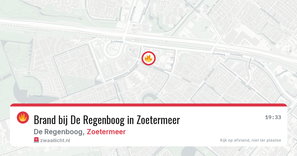 Brand bij De Regenboog in Zoetermeer — 8 aug 2026