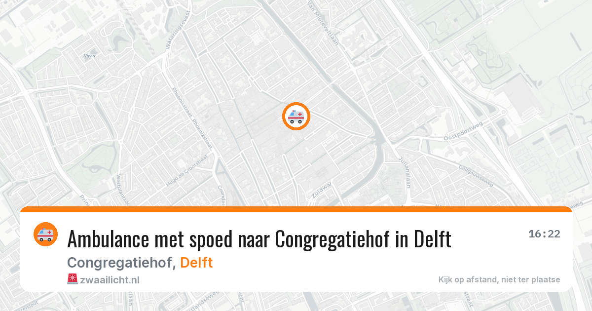 Ambulance met spoed naar Congregatiehof in Delft — 10 aug 2026