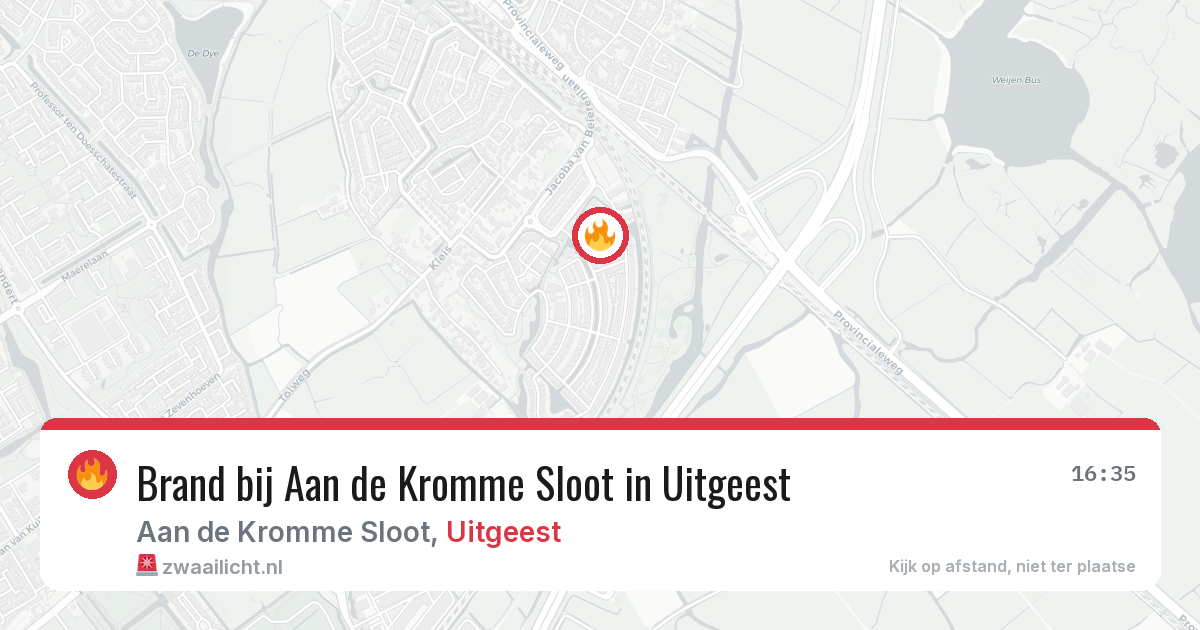 Brand bij Aan de Kromme Sloot in Uitgeest — 27 jun 2026