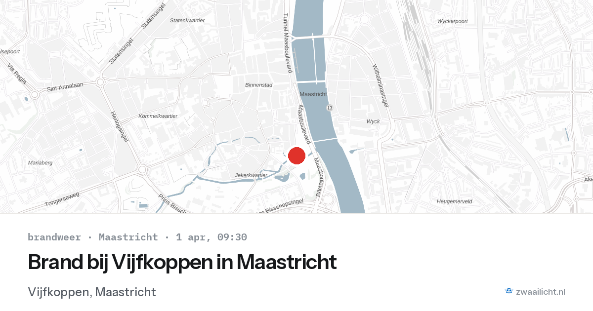 Brand bij Vijfkoppen in Maastricht — 1 apr 2026