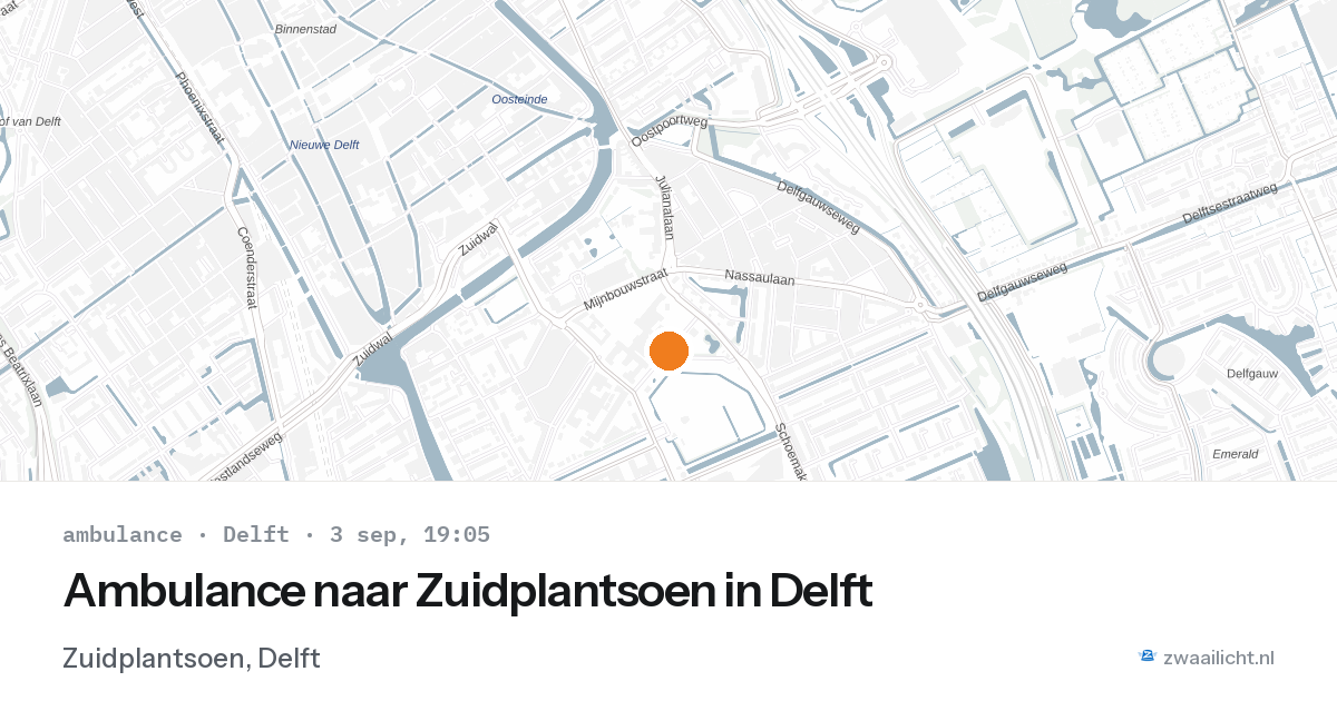 Ambulance naar Zuidplantsoen in Delft — 3 sep 2026