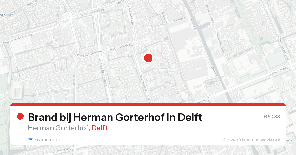 Brand bij Herman Gorterhof in Delft — 18 aug 2026
