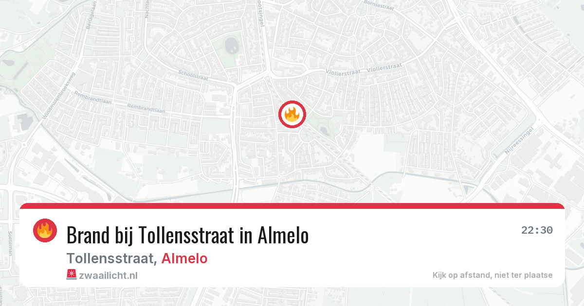 Brand bij Tollensstraat in Almelo — 1 aug 2026