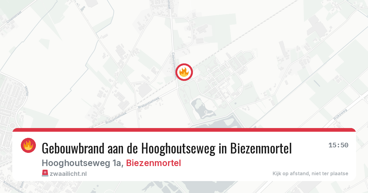 Gebouwbrand aan de Hooghoutseweg in Biezenmortel — 9 apr 2026