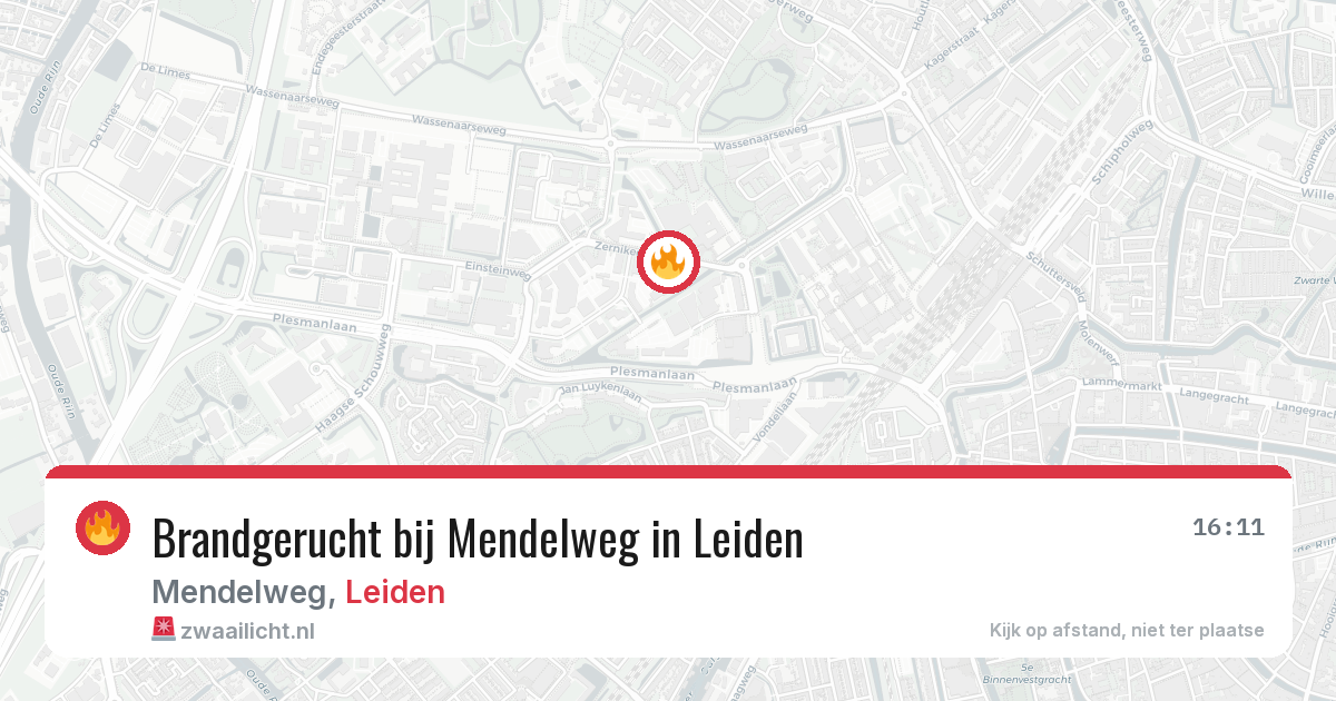 Brandgerucht bij Mendelweg in Leiden — 8 jul 2026