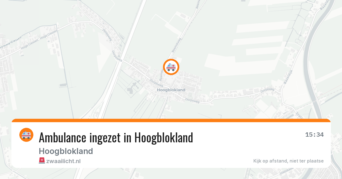 Ambulance ingezet in Hoogblokland — 8 aug 2026