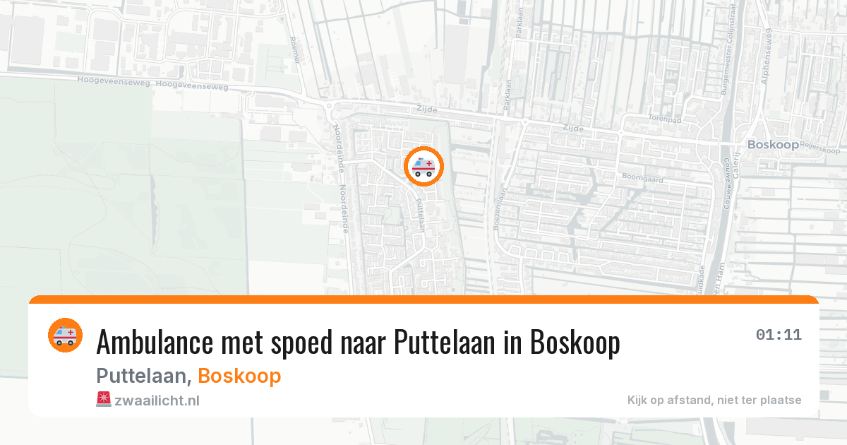 Ambulance met spoed naar Puttelaan in Boskoop — 24 jul 2026
