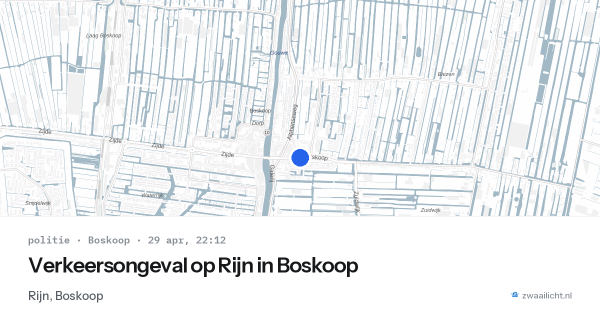 Verkeersongeval op Rijn in Boskoop — 29 apr 2026