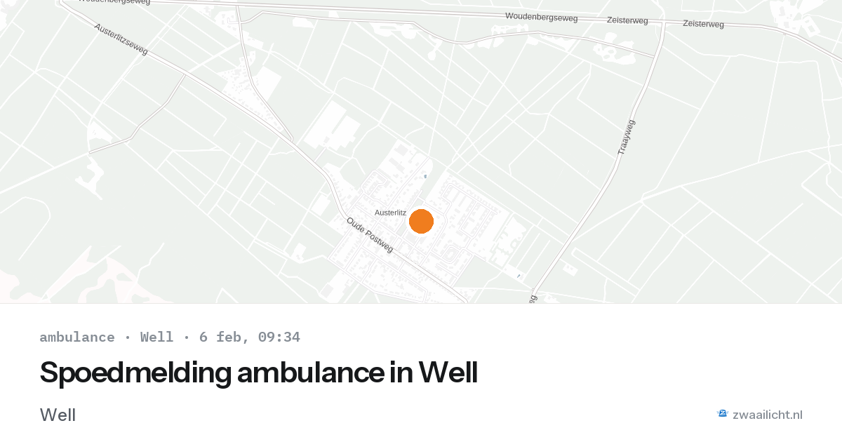 Spoedmelding ambulance in Well — 6 feb 2026