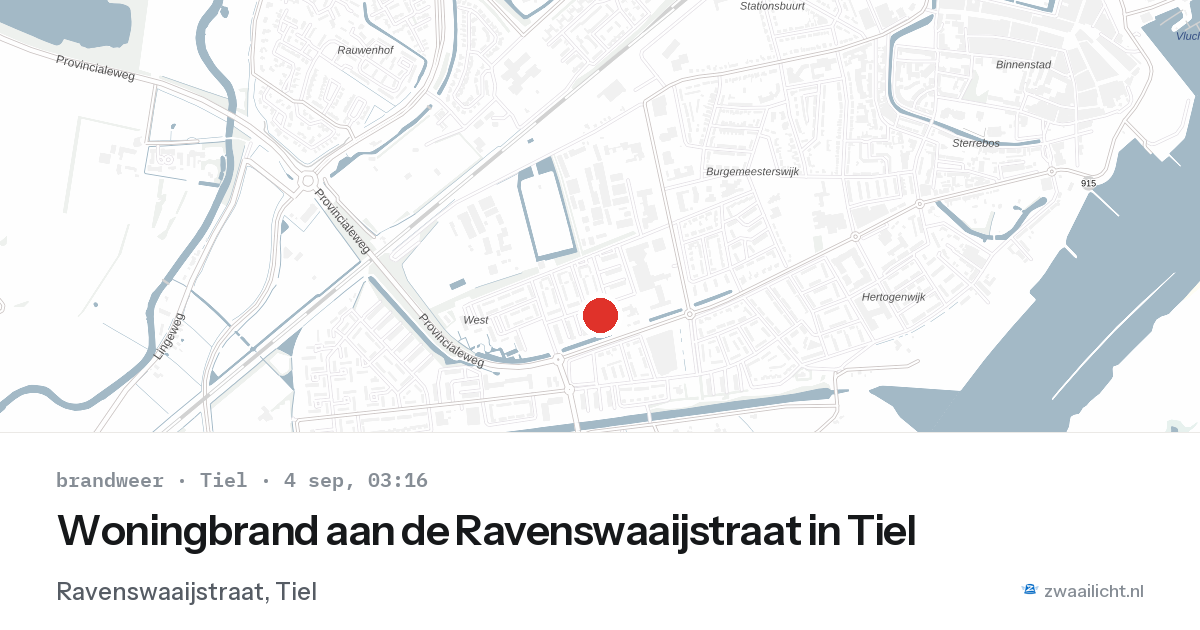 Woningbrand aan de Ravenswaaijstraat in Tiel — 4 sep 2026