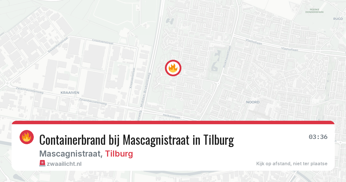 Containerbrand bij Mascagnistraat in Tilburg — 10 jul 2026