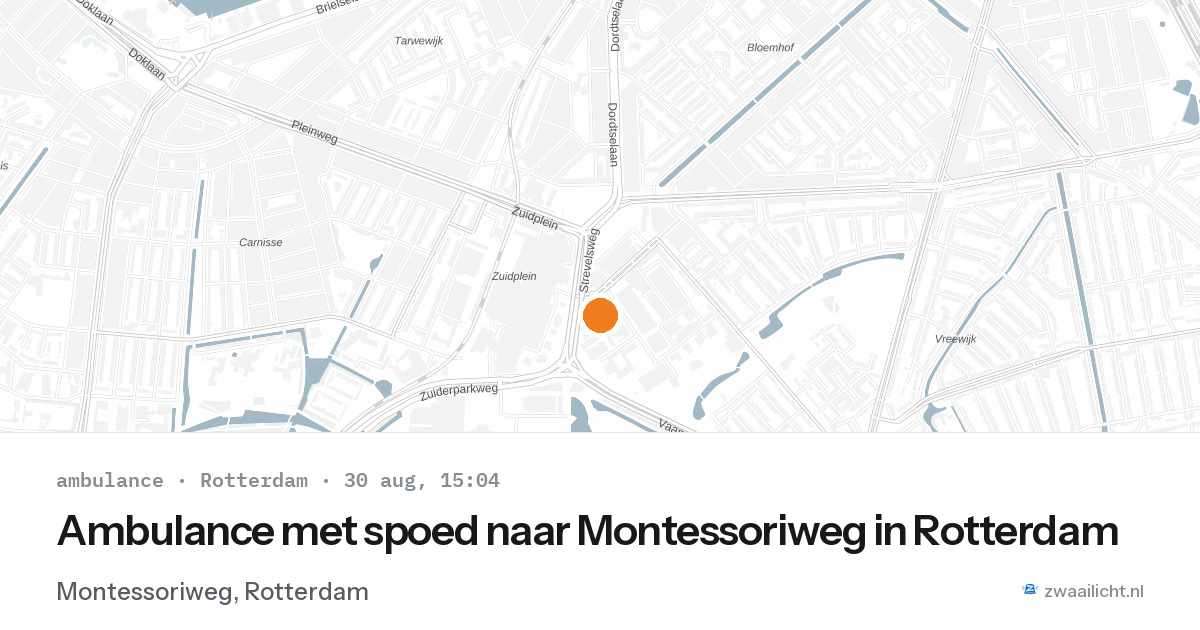 Ambulance met spoed naar Montessoriweg in Rotterdam — 30 aug 2026