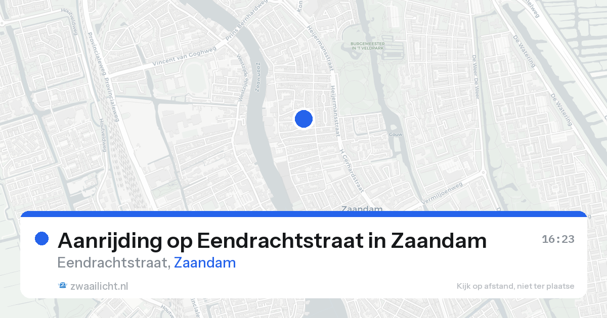Aanrijding op Eendrachtstraat in Zaandam — 20 aug 2026