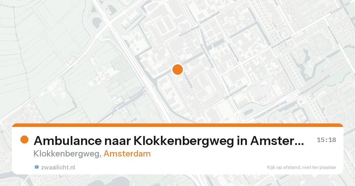 Ambulance naar Klokkenbergweg in Amsterdam — 20 aug 2026