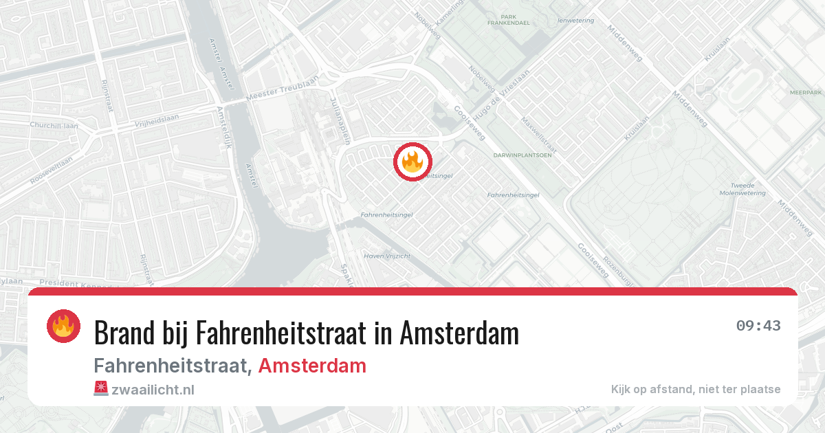 Brand bij Fahrenheitstraat in Amsterdam — 16 mei 2026