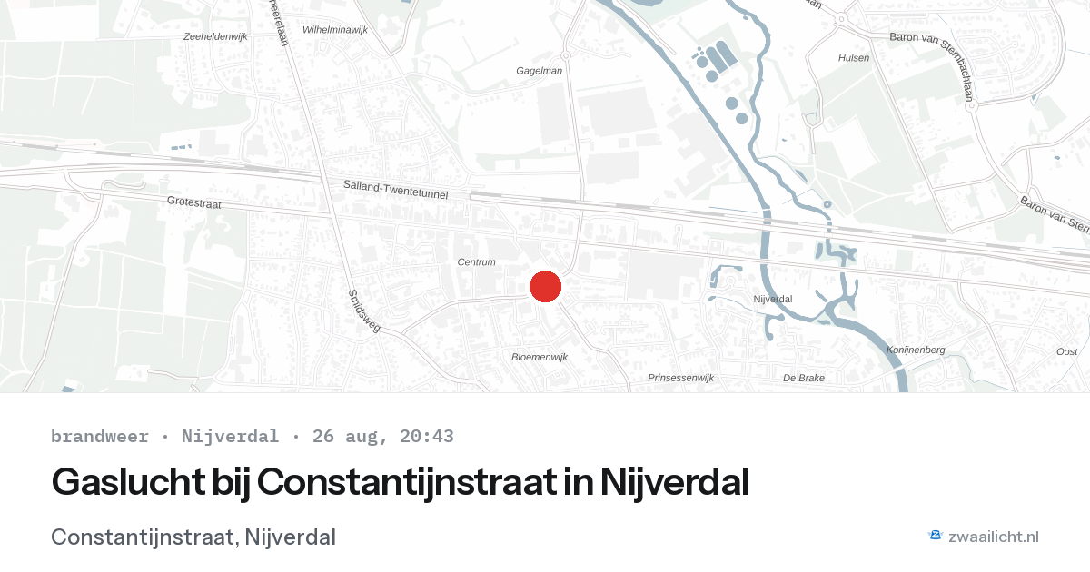 Gaslucht bij Constantijnstraat in Nijverdal — 26 aug 2026