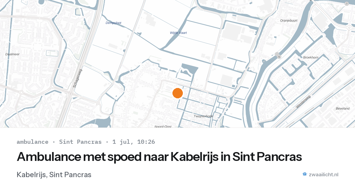 Ambulance met spoed naar Kabelrijs in Sint Pancras — 1 jul 2026