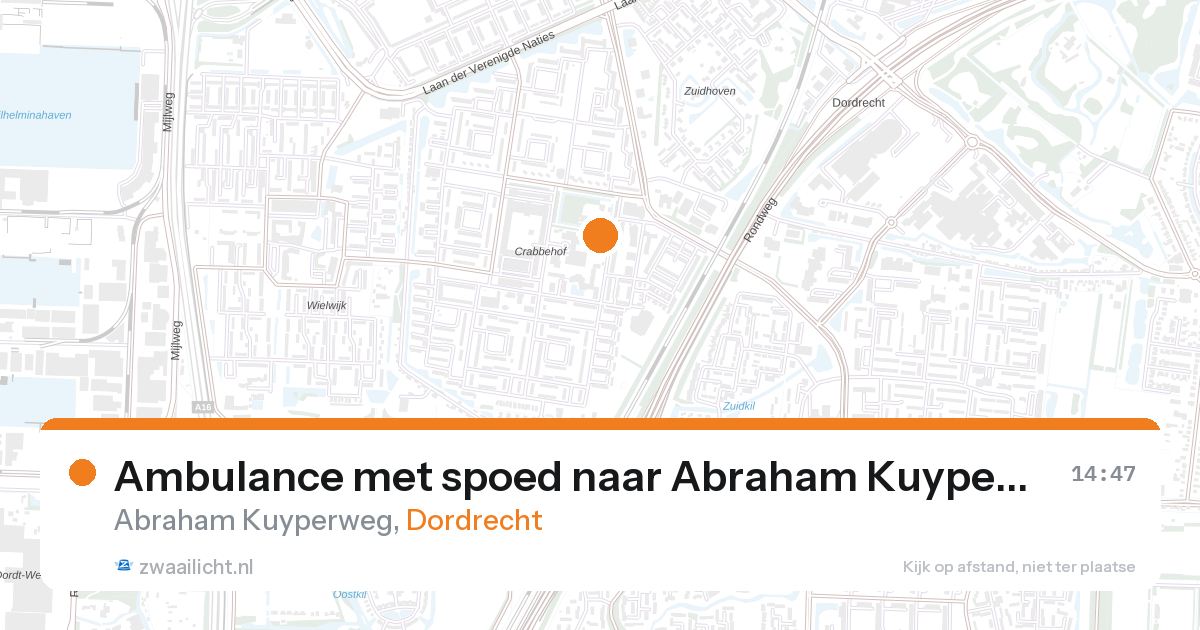 Ambulance met spoed naar Abraham Kuyperweg in Dordrecht — 27 aug 2026