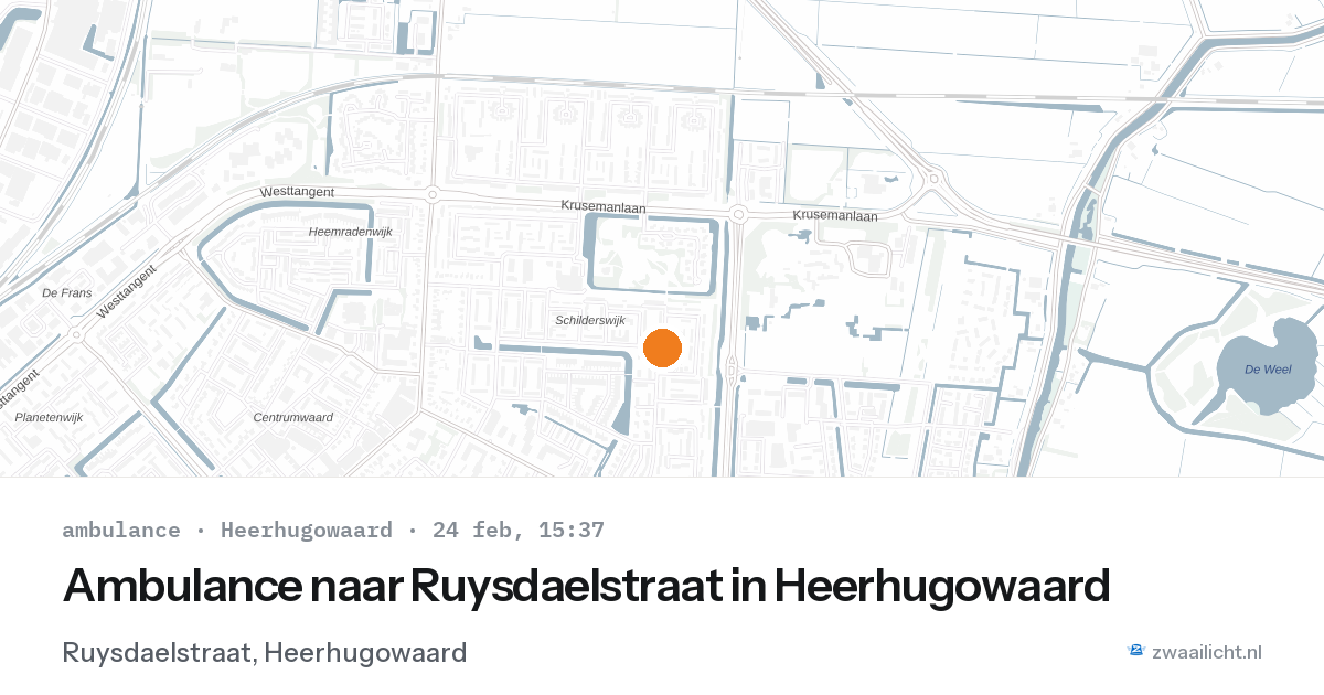 Ambulance naar Ruysdaelstraat in Heerhugowaard — 24 feb 2026