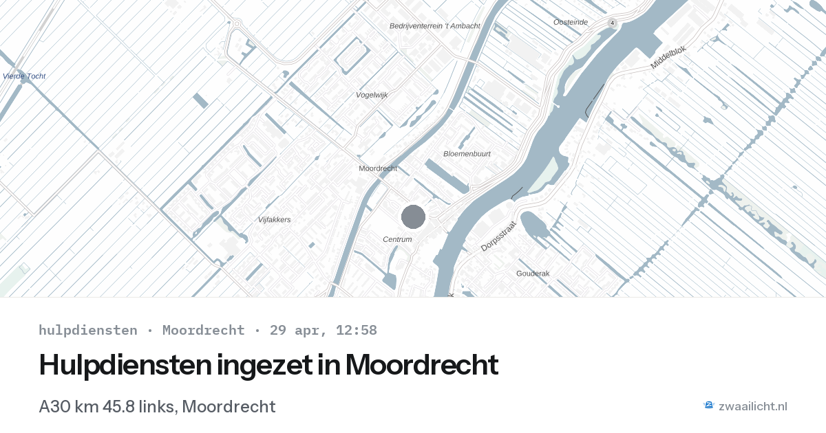 Hulpdiensten ingezet in Moordrecht — 29 apr 2026 | 🚨 Zwaailicht.nl