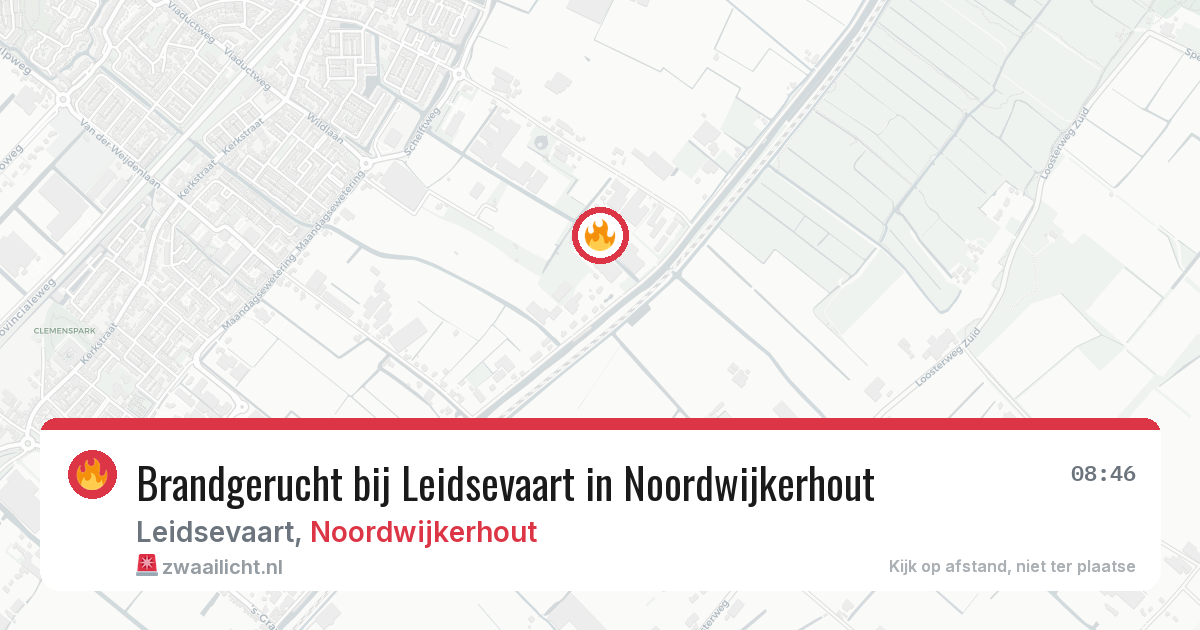 Brandgerucht bij Leidsevaart in Noordwijkerhout — 19 jun 2026