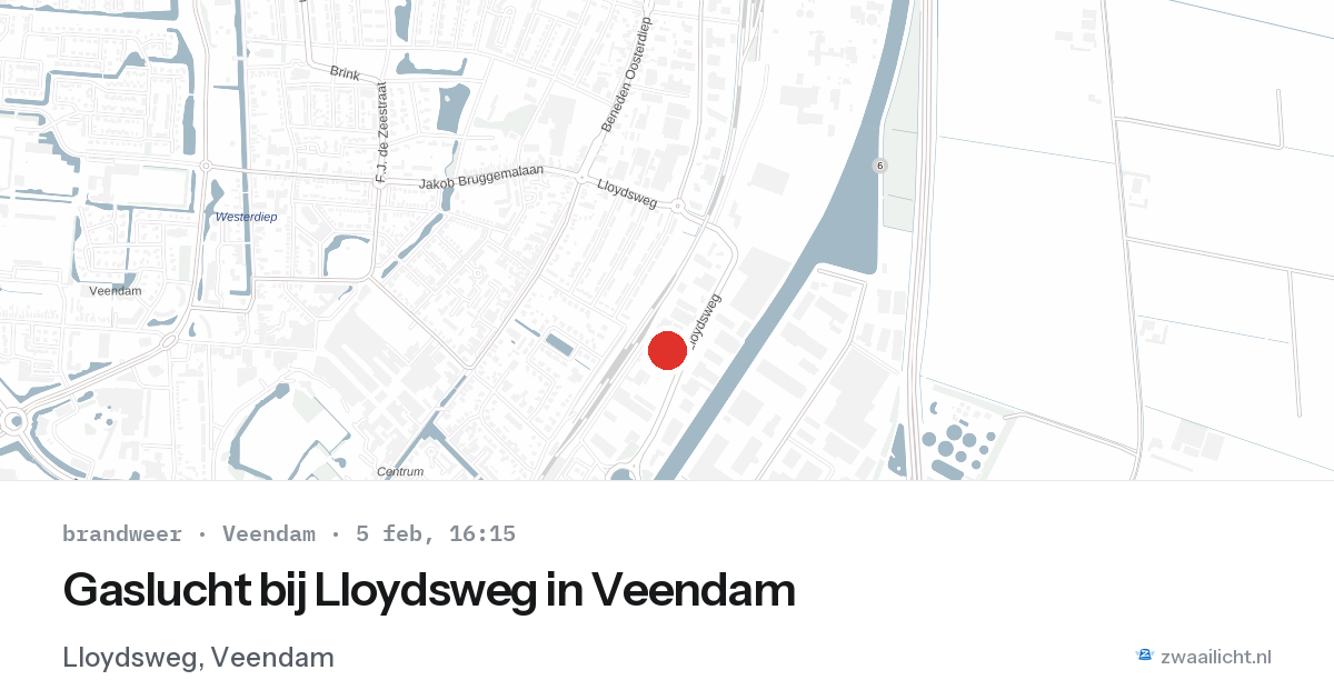 Gaslucht bij Lloydsweg in Veendam — 5 feb 2026