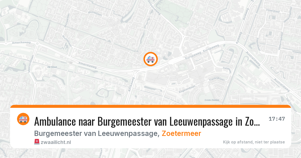 Ambulance naar Burgemeester van Leeuwenpassage in Zoetermeer — 13 aug 2026