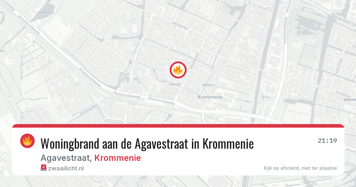Woningbrand aan de Agavestraat in Krommenie — 17 jun 2026