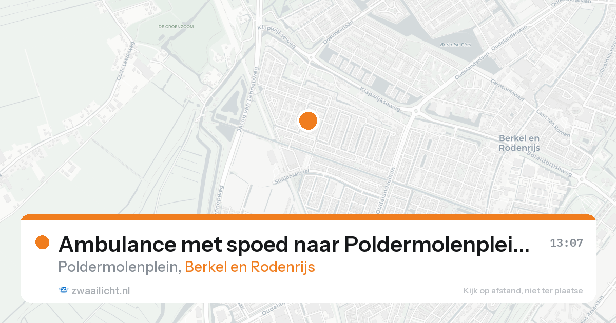 Ambulance met spoed naar Poldermolenplein in Berkel en Rodenrijs — 17 aug 2026
