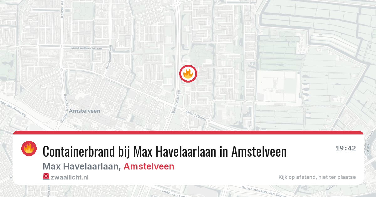 Containerbrand bij Max Havelaarlaan in Amstelveen — 4 aug 2026