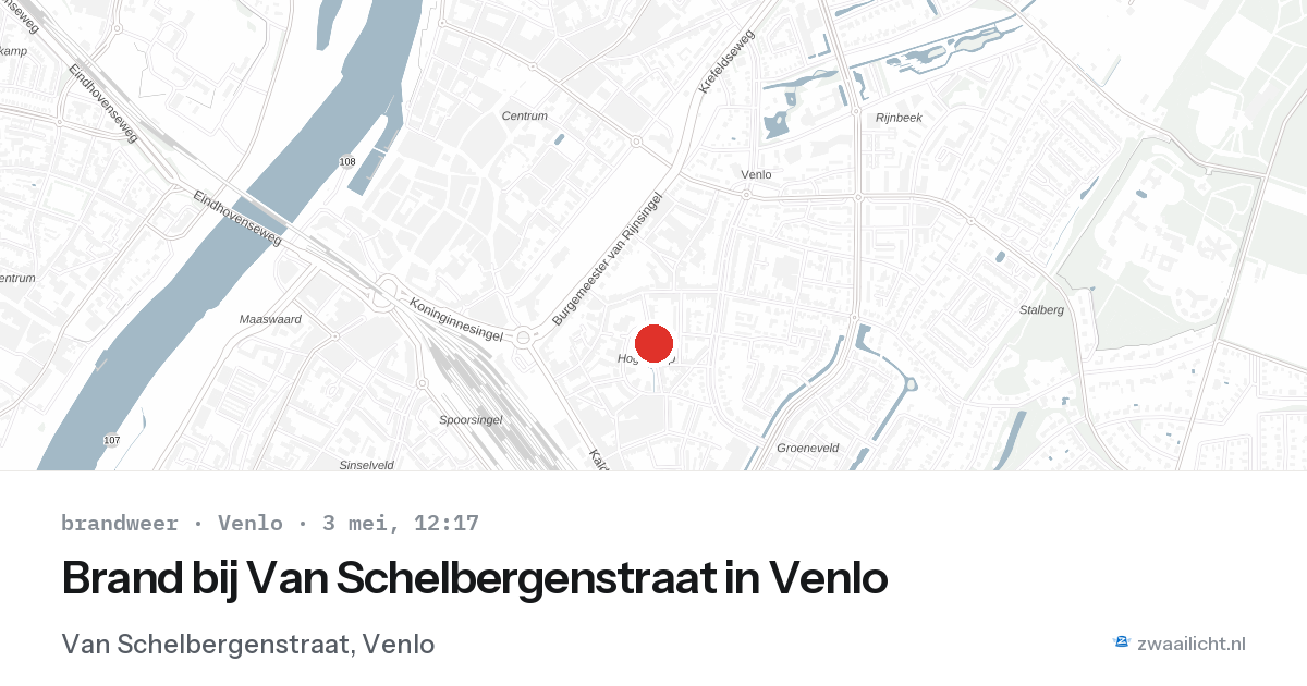 Brand bij Van Schelbergenstraat in Venlo — 3 mei 2026