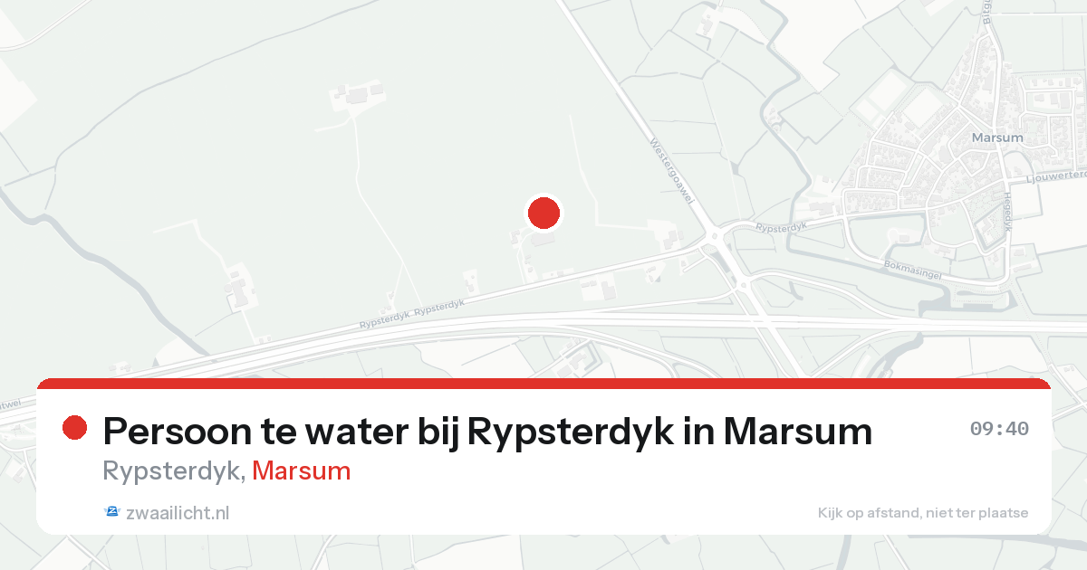 Persoon te water bij Rypsterdyk in Marsum — 23 aug 2026