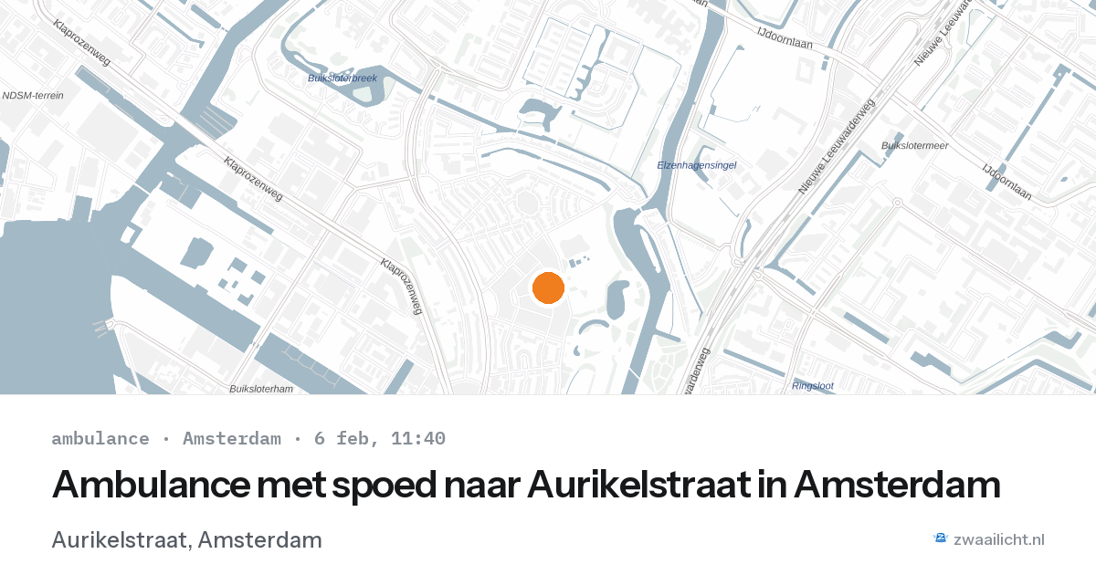 Ambulance met spoed naar Aurikelstraat in Amsterdam — 6 feb 2026
