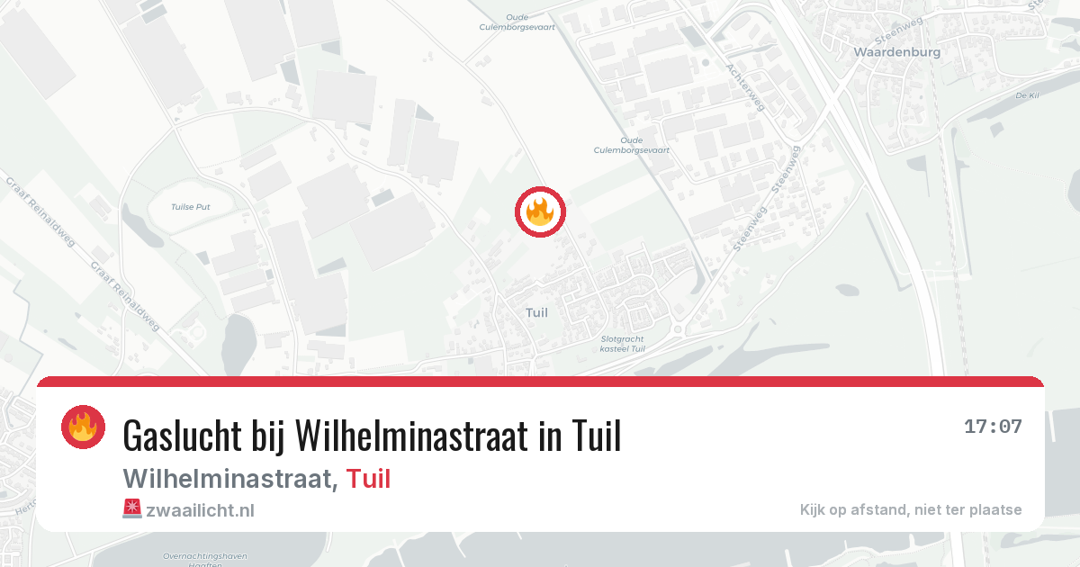Gaslucht bij Wilhelminastraat in Tuil — 19 jun 2026