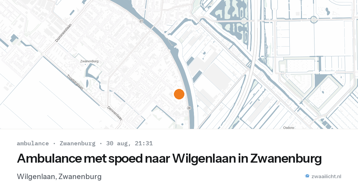 Ambulance met spoed naar Wilgenlaan in Zwanenburg — 30 aug 2026